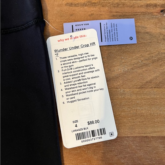 NWT Lululemon Black Wunder Under Crop. - Picture 2 of 7